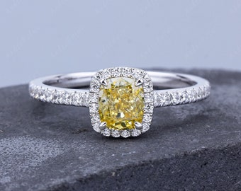 Cushion Cut Yellow CZ Diamond 925 Sterling Silver Ring For Women Engagement Ring Luxury Three Stone Ring Gifts For Her Cubic Zirconia
