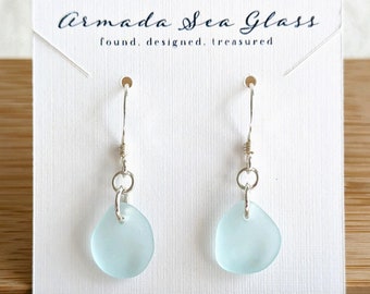 Genuine Sea Glass Dangle Earrings, Sea Glass Earrings, Sterling Silver Sea Glass Earrings, Sea Glass Jewelry, Sea Glass Earrings Silver