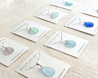 Ciondolo in argento sterling con autentico vetro marino