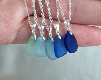 Genuine Sea Glass Necklace Sterling Silver, Sea Glass Jewelry, Sea Glass Pendant, Beach Jewelry, Sterling Silver Seaglass Necklace For Women