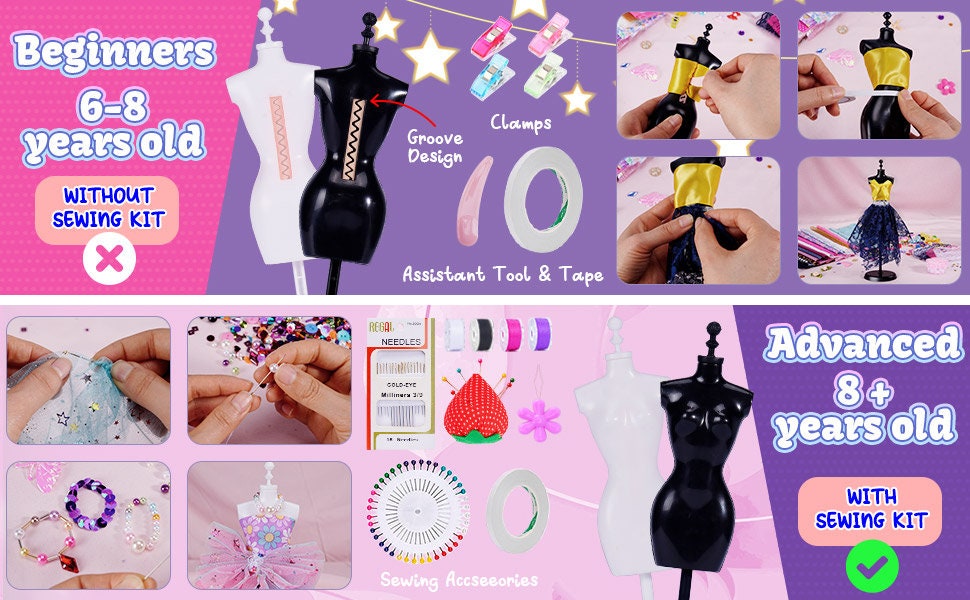 Fashion Design Kit With 4 Doll Dress Stands, Creativity DIY Arts & Crafts  Kit Sewing Kit for Girls Learning Toys, Teen Girls Birthday Gift -  New  Zealand