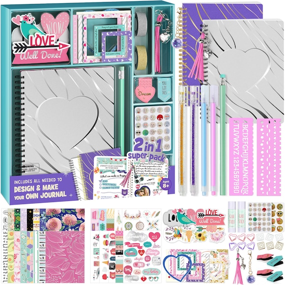 DIY Journal Set for Girls Ages 8 9 10 11 12 13 14 Year Old, Cool Birthday  Gifts for Teen Girls, Cute Journaling Art Crafts for Kids, Personalized