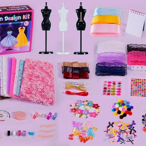 400PC+ Fashion Designer Kits for Girls, Creativity DIY Arts & Crafts Toys  Fashion Design Sketchbook with Mannequins, All in One Box Doll Clothes