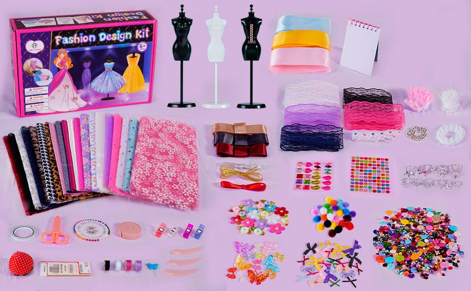 VOLINFO Fashion Design Kit for Girls, Sewing Kit for Kids, DIY Arts & Crafts  Kit for