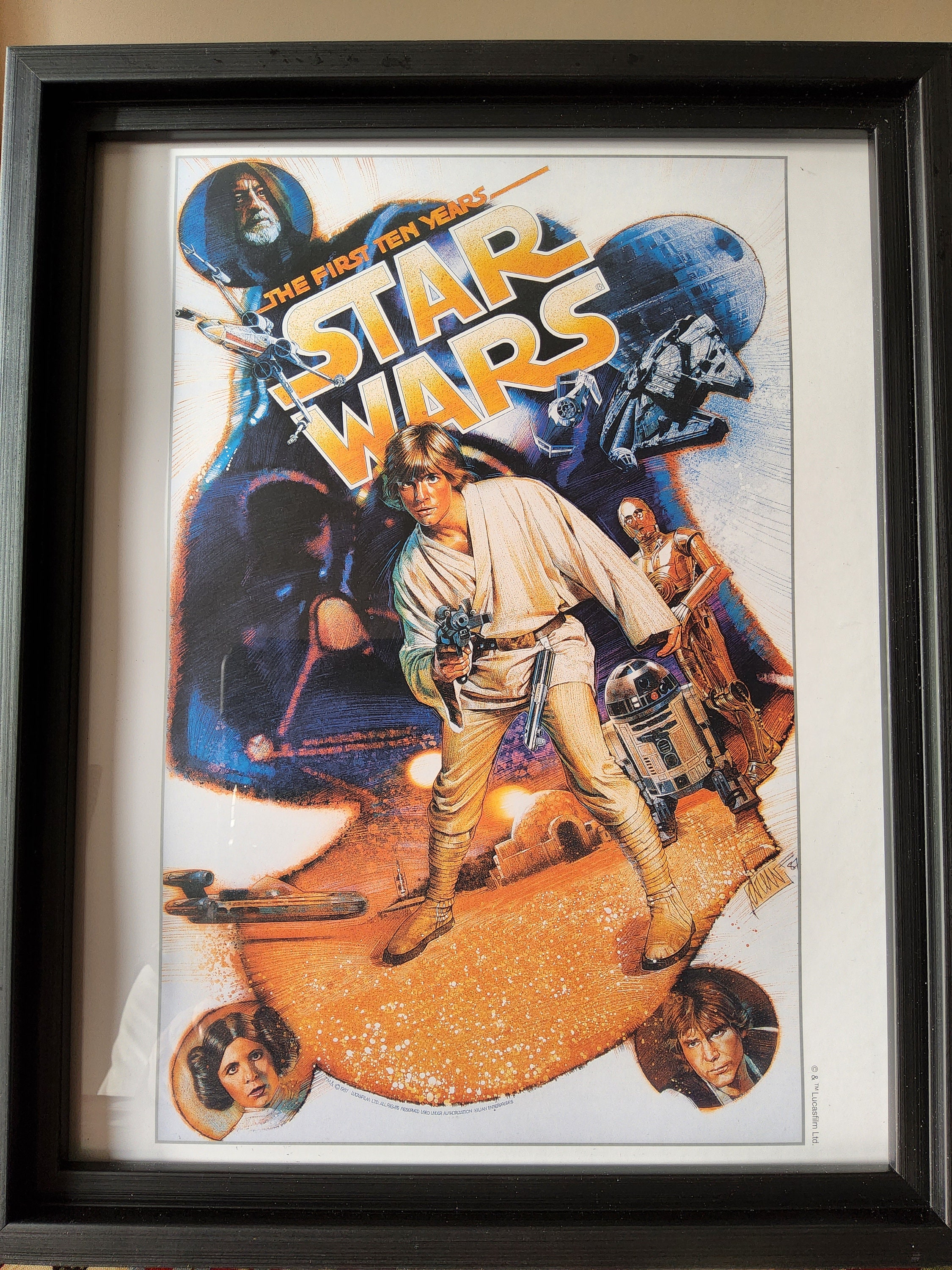 Framed Star Wars Lithograph: Drew Struzan 'first 10 Years' Poster