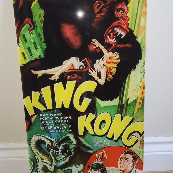 King Kong (1933) classic movie Poster in acrylic, professionally printed and ready to hang