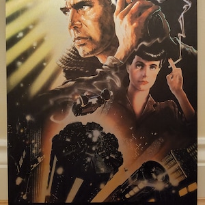Blatt Runner (1982) Filmplakat aus gebürstetem Aluminium: Fertig zum Aufhängen