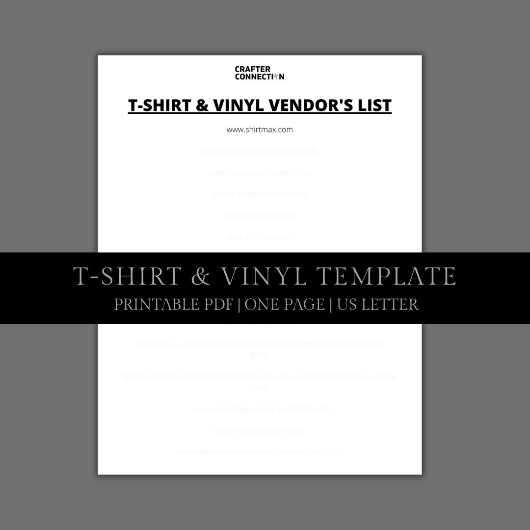Tshirt and Vinyl PDF Template Craft Business Tshirt and Etsy