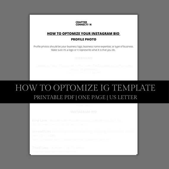 IG Bio Optimize Template Craft Business Instagram Bio Etsy