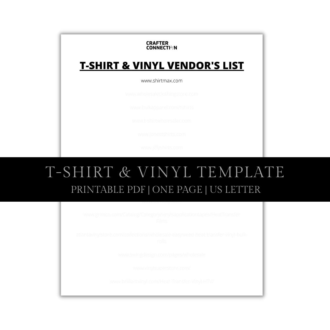T-shirt and Vinyl PDF Template Craft Business T-shirt and - Etsy