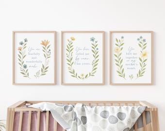 Decoración de pared con escrituras florales para bebé / Decoración cristiana para bebé (descarga digital)