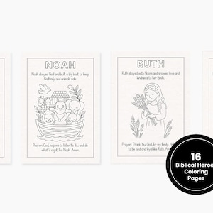 16 Biblical Heroes Coloring Pages | Christian Preschool Printable | Sunday School Activity | Kids Bible Story PDF | Instant Download