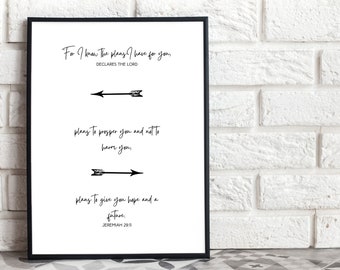 For I know the plans I have for you, Jeremiah 29:11, Christian wall art, bible verse wall art, scripture, wall art decor