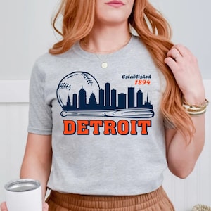 Detroit Baseball Cityscape Minimalist Est 1894 Comfort Color Camiseta vintage, Detroit Baseball Gameday Retro Shirt, Camiseta deportiva, Para ella