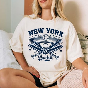 New York Baseball Comfort Color Vintage Style Unisex Tshirt, New York Baseball Gameday Retro 90s Shirt, NYC Sports Tee, For Her, For Him