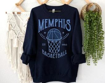 Retro Memphis Basketball Est 1995 Navy Sweatshirt, Vintage Memphis Basketball Team Gameday Hoodie, Basketball Retro Shirt, For Dad, For Mom