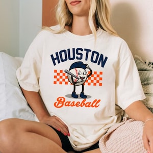 Houston Baseball Vintage Cute Mascot Smiling Comfort Color Tshirt, Houston Baseball Gameday Retro 90s Shirt, Space City Shirt, For Her