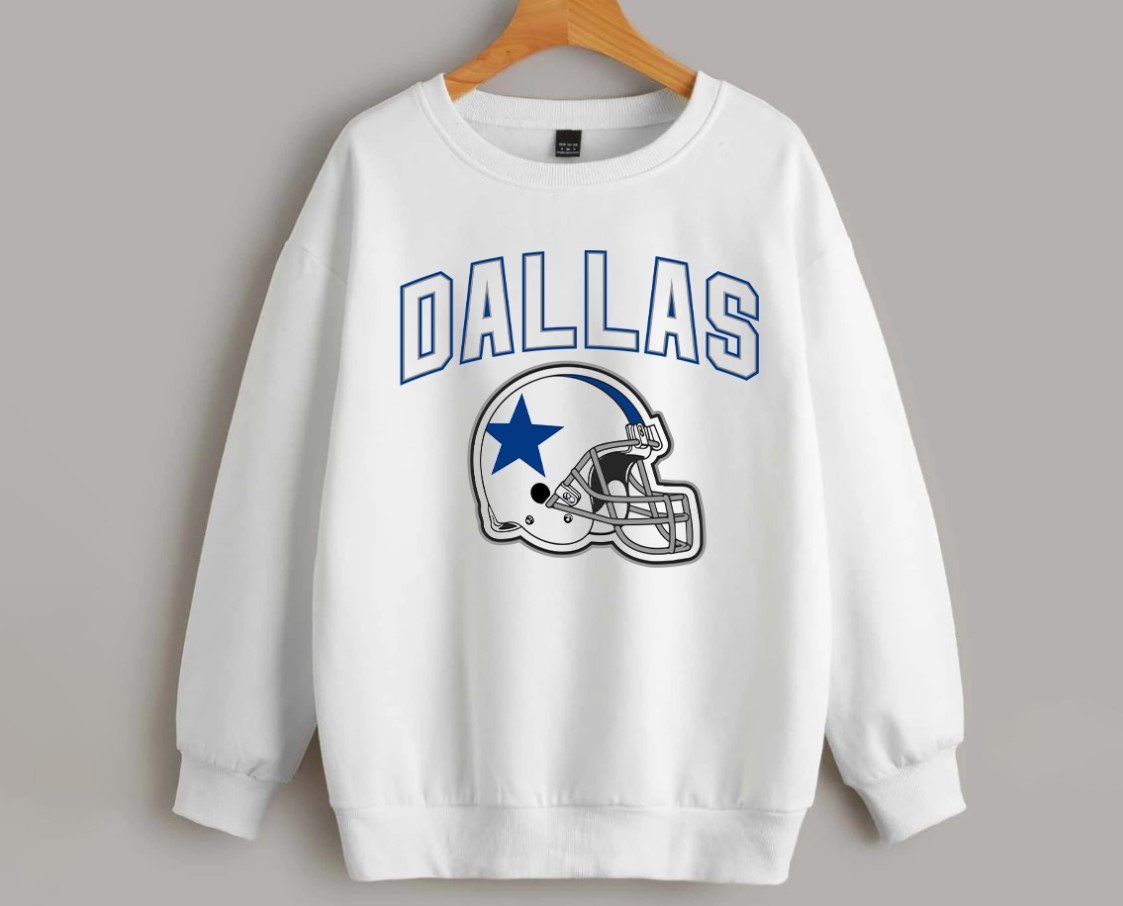 Dallas Football Helmet Vintage White Sweatshirt Dallas - Etsy