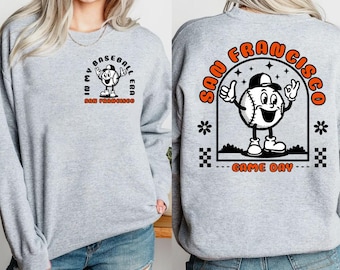 Felpa laterale vintage di San Francisco Baseball Era 2, felpa con cappuccio SF Baseball Gameday, camicia carina nella mia era di baseball, maglietta vintage da baseball