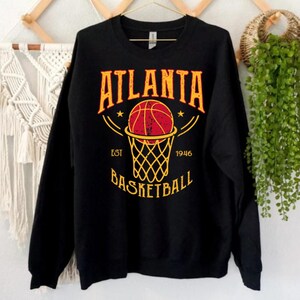 Atlanta Basketball Est 1946 Vintage 90s Black Sweatshirt, Atlanta Basketball Team Gameday Hoodie, Basketball Retro Shirt, For Her, For Him