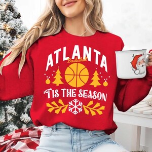 Atlanta Basketball Tis The Season Sweatshirt, Atlanta Basketball Unisex Vintage Hoodie, Basketball Retro T-shirt, Christmas Gifts, For Her