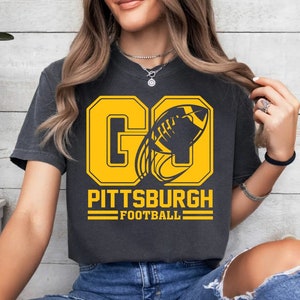 Go Pittsburgh Football Vintage Comfort Color Tshirt, Pittsburgh Football Team Shirt, American Football Gameday Shirt, Sports Tee, For Fans