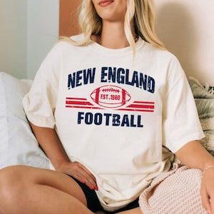 New England Football Est 1960 Vintage Comfort Color White Tshirt, Go New England Football Team Retro Shirt, Football Gameday Shirt, For Her