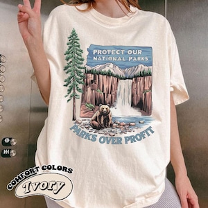 Protect Our National Parks Parks Over Profit Comfort Colors Vintage Shirt, Indie Camping Granola Girl Retro Shirt, National Park T-Shirt