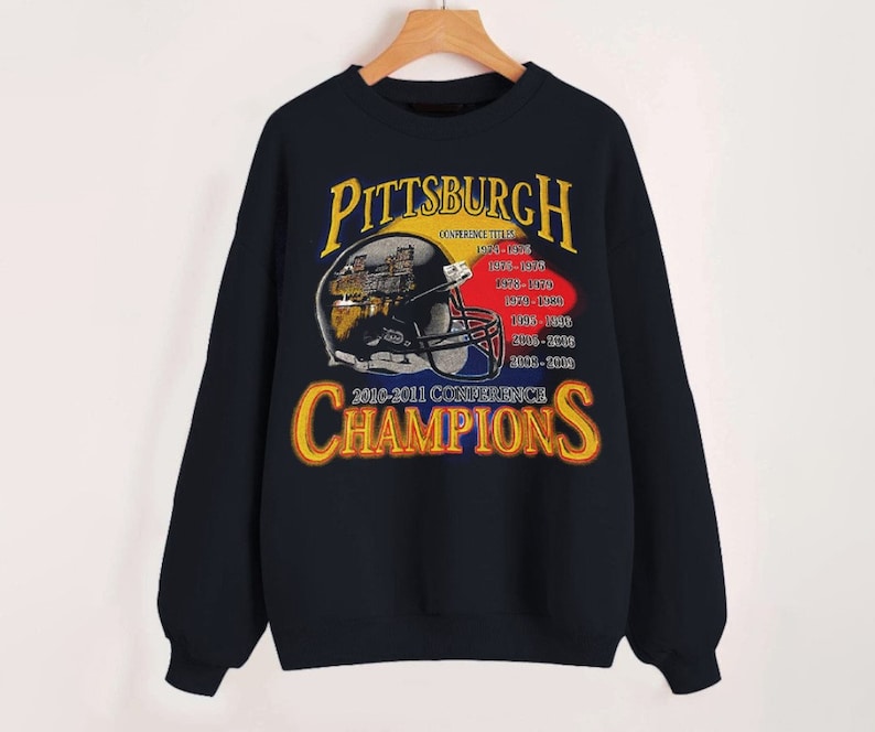 Pittsburgh Football Conference Champions Vintage Black Sweatshirt, Pittsburgh Football Team Retro Shirt, American Football Sweater image 1