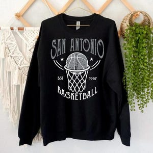 Retro San Antonio Basketball Est 1967 Black Sweatshirt, Vintage San Antonio Basketball Team Gameday Hoodie, Basketball Retro 90s Shirt