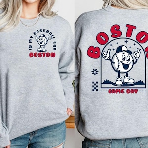 Vintage Boston Baseball Era 2 Side Sweatshirt, Boston Baseball Gameday 90s Hoodie, In My Baseball Era Cute Shirt, Baseball Tee, For Her