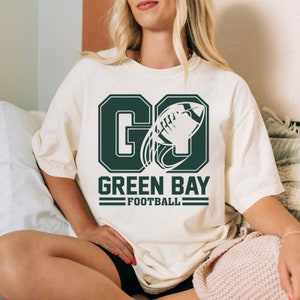 Koszulka Go Green Bay Football Vintage Comfort Color, Koszulka drużyny futbolowej Green Bay, Koszulka Lets Go Green Bay, Koszulka na mecz futbolu amerykańskiego