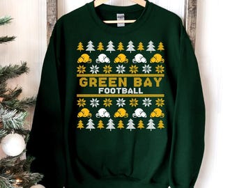 Green Bay Football Ugly Pattern Christmas Sweatshirt, Green Bay Football Team Unisex Hoodie, Football Mom Vintage Shirt, Christmas Gifts