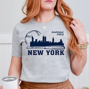 New York Baseball Cityscape Est 1903 Comfort Color Minimalist Style Vintage Tshirt, New York Baseball Gameday Retro 90s Shirt, NY Sports Tee