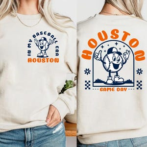 Houston Baseball Era Vintage 2 Side Sweatshirt, Houston Baseball Gameday Retro 90s Hoodie, In My Baseball Era Cute Shirt, Baseball Tee