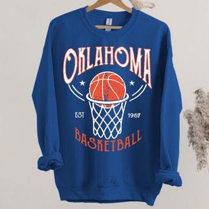 Oklahoma City Basketball Est 1967 Vintage Unisex Royal Blue Sweatshirt, Oklahoma City Basketball Team Gameday Hoodie, Basketball Retro Shirt