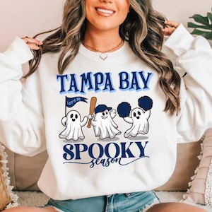 Felpa vintage divertente con fantasma della stagione spettrale carina di Tampa Bay Baseball, felpa con cappuccio Lets Go Tampa Bay Baseball Team anni &#39;90, maglietta da mamma di baseball