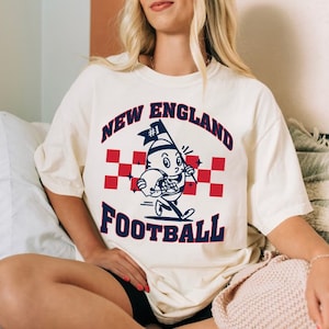 New England Football Cute Ball Mascot Vintage Comfort Color Tshirt, Go New England Football Team Retro Shirt, Football Gameday Shirt
