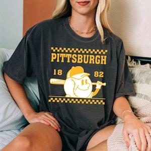 Vintage Pittsburgh Baseball Cute Mascot Est 1882 Comfort Color Tshirt, Pittsburgh Baseball Gameday Retro Shirt, Pittsburgh Sports Shirt