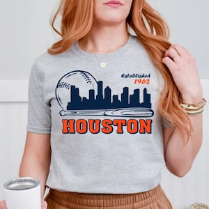 Houston Baseball Cityscape Minimalist Est 1962 Vintage Comfort Color Tshirt, Houston Baseball Gameday Retro 90s Shirt, Space City Shirt
