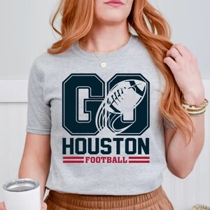 Go Houston Football Vintage Comfort Color Tshirt, Houston Football Team Shirt, American Football Gameday Shirt, Lets Go Houston Football