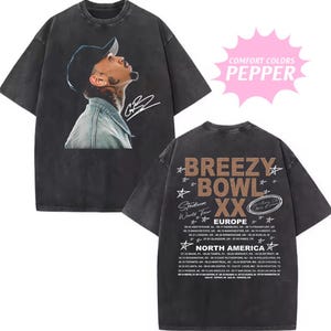 Chemise vintage Chris Brown Tour Breezy Bowl XX V2 couleurs confort, chemise Concert Retro 2025, t-shirt graphique Chris Brown, t-shirt Music Tour Y2k