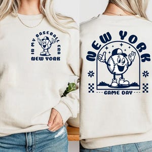 New York Baseball Era Vintage 2 Side Sweatshirt, NY Baseball Gameday Retro Hoodie, NYC Shirt, In My Baseball Era Cute Shirt, Gift For Fans