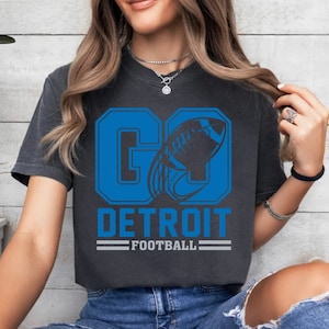 Go Detroit Football Vintage Comfort Color Tshirt, Detroit Football Team Shirt, American Football Gameday Shirt, Sports Tee, For Her, For Him