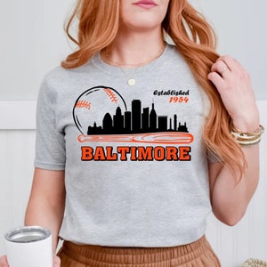 Baltimore Baseball Cityscape Minimalist Est 1954 Comfort Color Vintage Tshirt, Baltimore Baseball Gameday Retro 90s Shirt, Sports Tee