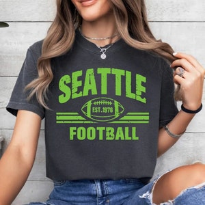 Seattle Football EST 1976 Vintage 90s Comfort Color Tshirt, Seattle Football Team Shirt, Football Gameday Tee, Football Sports Tee, For Her