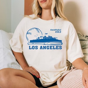 Los Angeles Baseball Cityscape Est 1883 Minimalist Style Comfort Color Tshirt, Los Angeles Baseball Gameday Retro 90s Shirt, LA Sports Shirt