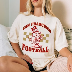 San Francisco Football Cute Ball Mascot Vintage Comfort Color Tshirt, Go SF Football Team Shirt, American Football Gameday Shirt, For Her