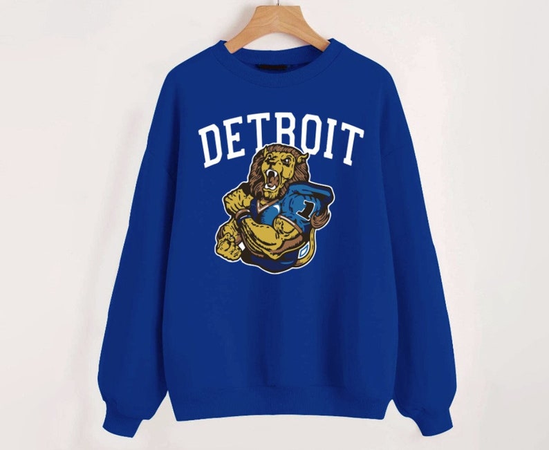 Detroit Football Vintage Mascot Royal Color Sweatshirt, Detroit Football Team Old School Vintage Shirt, Retro American Football Sweatshirt Royal Blue