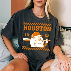 Houston Baseball Vintage Cute Mascot Est 1962 Comfort Color Pepper Tshirt, Houston Baseball Gameday Retro 90s Shirt, Houston Sports Shirt